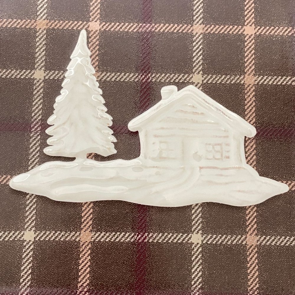Homestudio Lake Cabin Dinner Plate Square Plaid Rustic Embossed Stoneware 11" - Picture 8 of 13